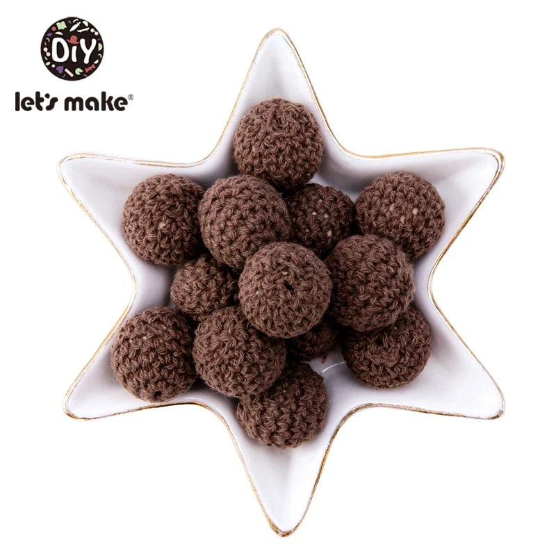 Let's Make 100Pcs Crochet Beaded Wood Teether 16mm