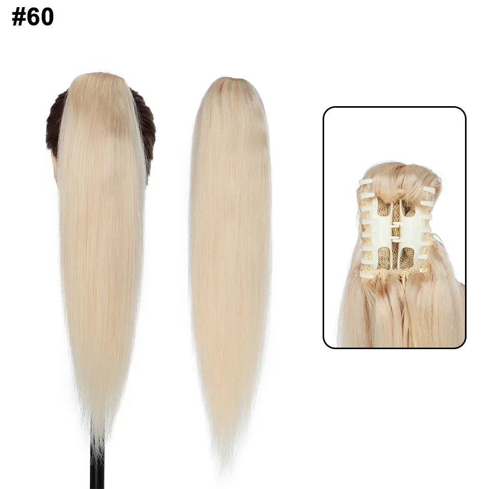 S-noilite Ponytail Human Hair 14-22Inches Claw Clip in