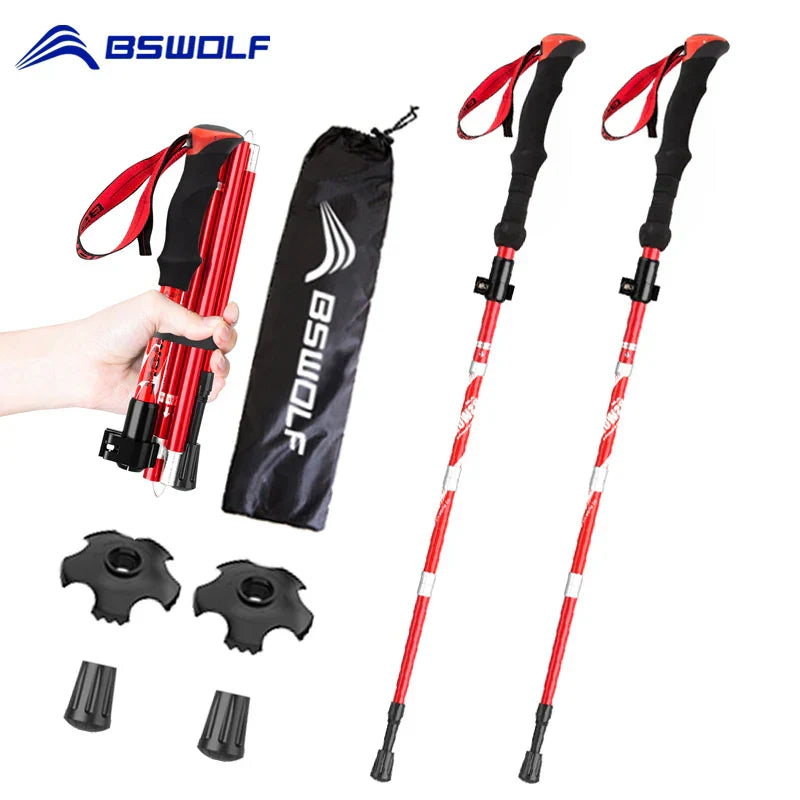 BSWOLF 2Pcs Ultralight Trekking Poles Walking Sticks Hiking