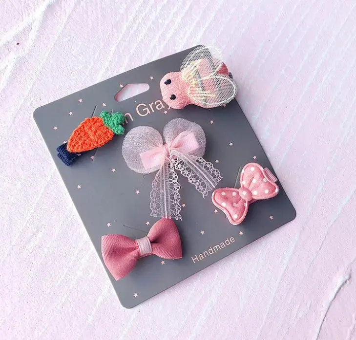 New cute bear girls hair bows 5pcs children