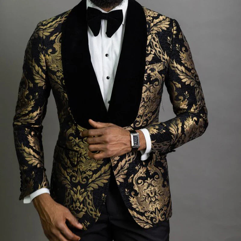 Floral Jacquard Blazer for Men Prom African Fashion