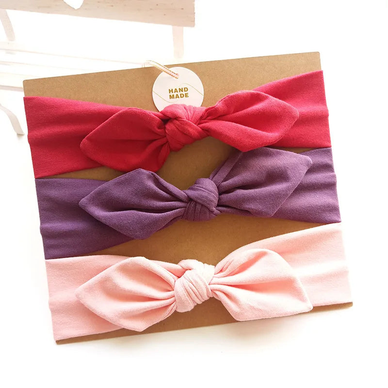 3pcs/lot Solid Nylon baby headband Bow Headbands For