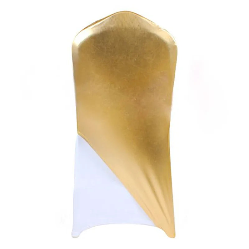 50pcs/100pcs Metallic Gold Spandex Stretch Chair Caps Elastic