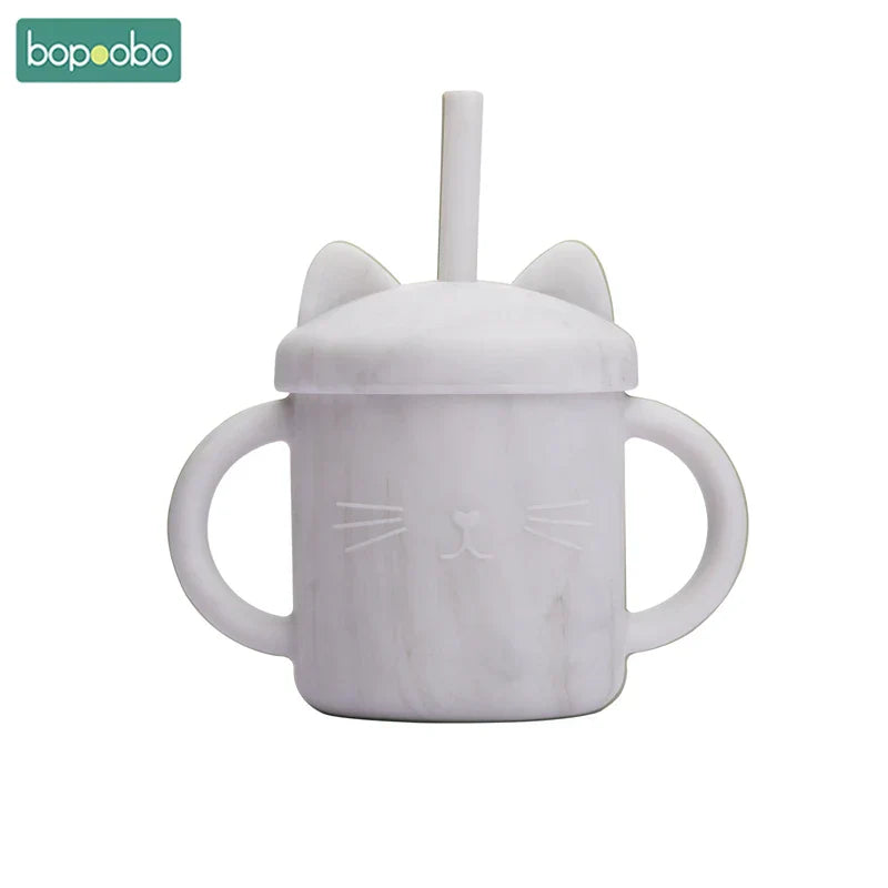 Bopoobo Baby Feeding Straw Cup Baby Cartoon Cat