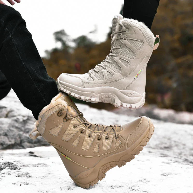 New Warm Plush Snow Boots Men Lace Up