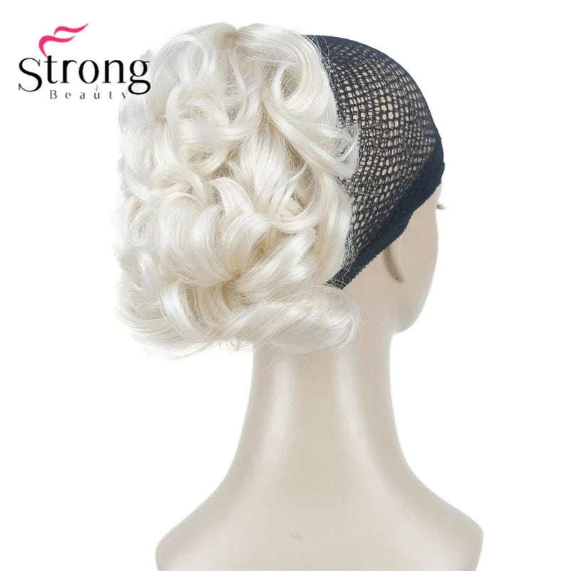 StrongBeauty Silver Short Natural Wave Ponytail Hair Extension