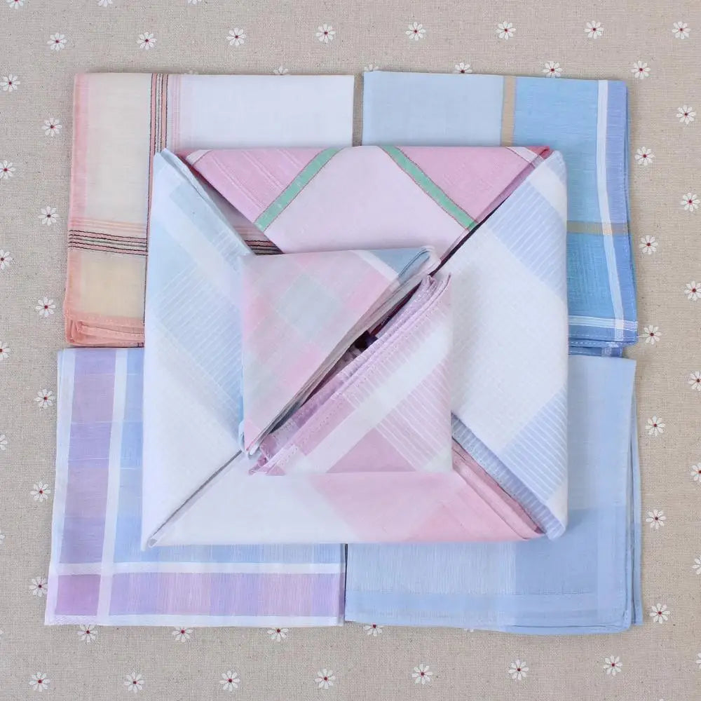 5Pcs Multicolor Plaid Stripe Men Pocket Squares Business