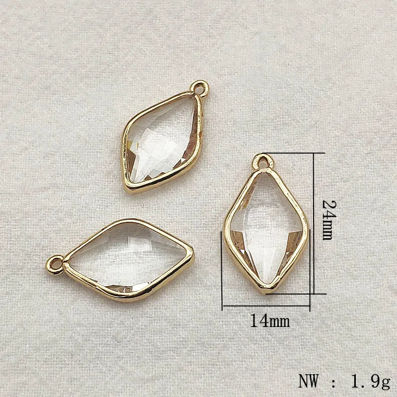 24x14mm 50pcs Copper Crystal Oval Charm
