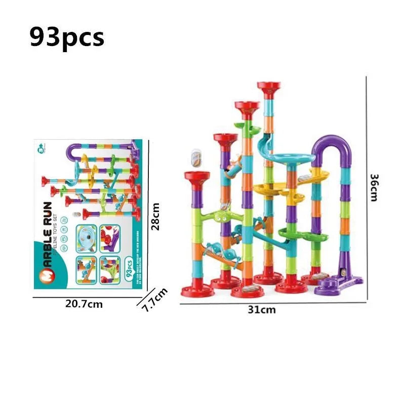 DIY Construction Marble Run Race Track Building Blocks