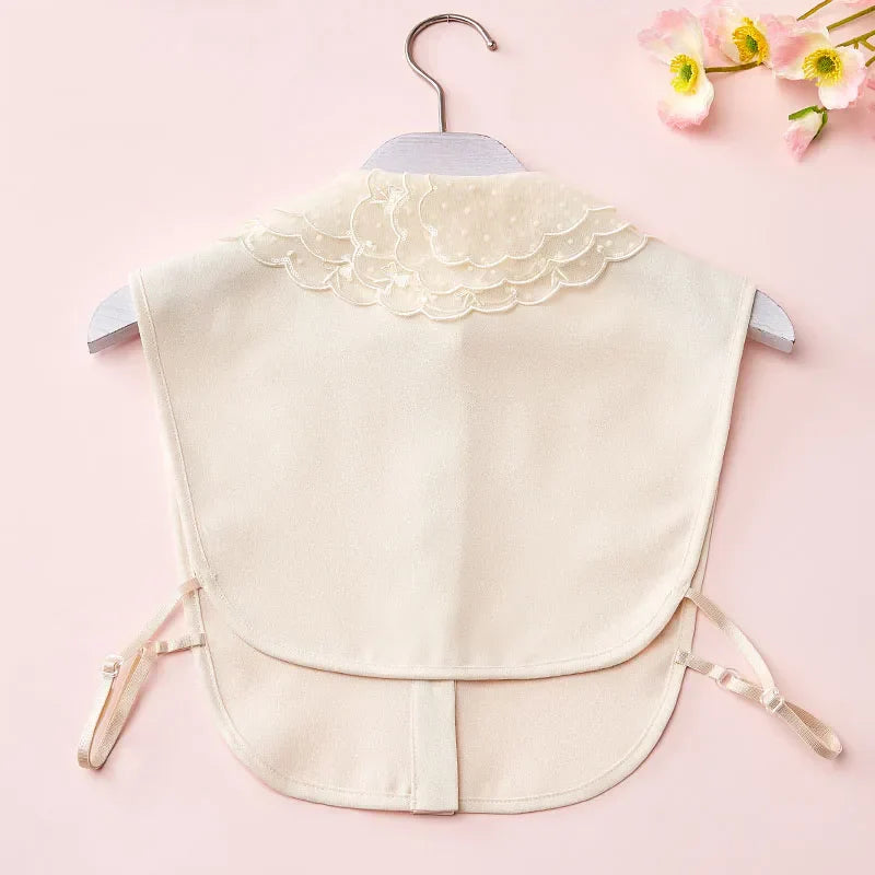 Elegant Embroidery Fake Collar Shirt Chiffon Doll Detachable