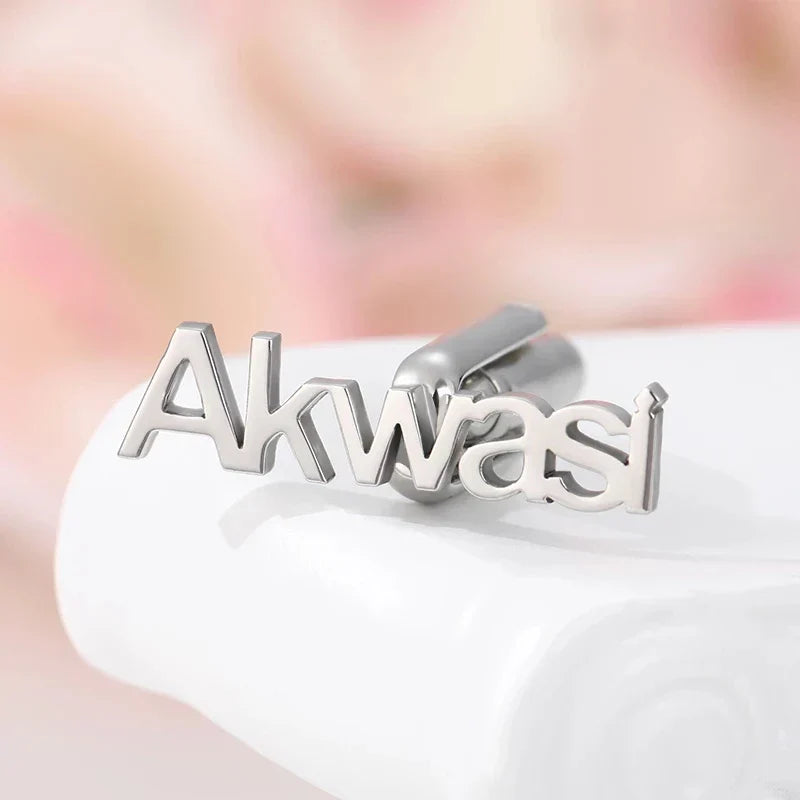 Custom Name Initials Logo Cufflinks Studs Stainless Steel