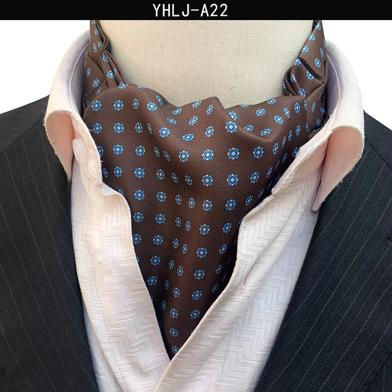 Men Vintage Polka Dot Wedding Formal Cravat Ascot