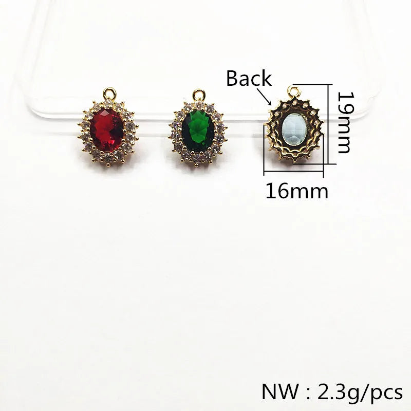 19x16mm 30pcs Cubic Zirconia Oval CharmConnectors