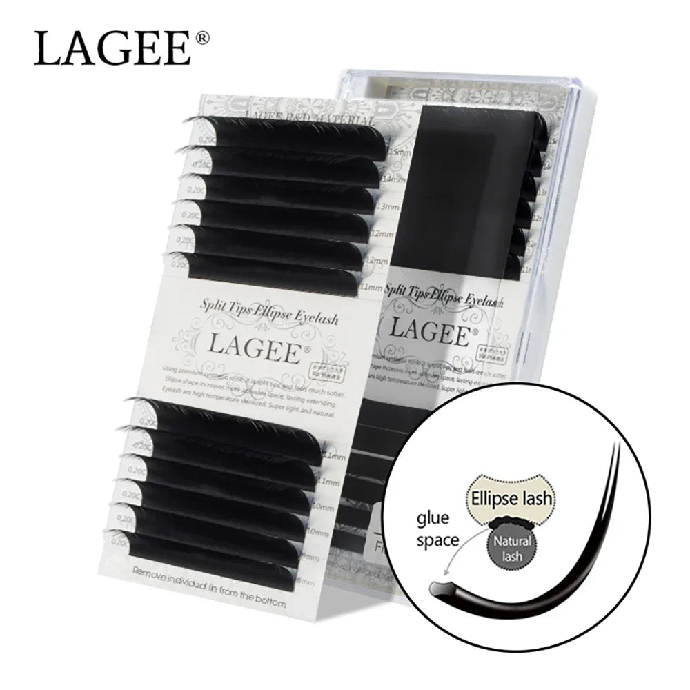 LAGEE Flat Ellipse Eyelashes Extensions Matte Black Split