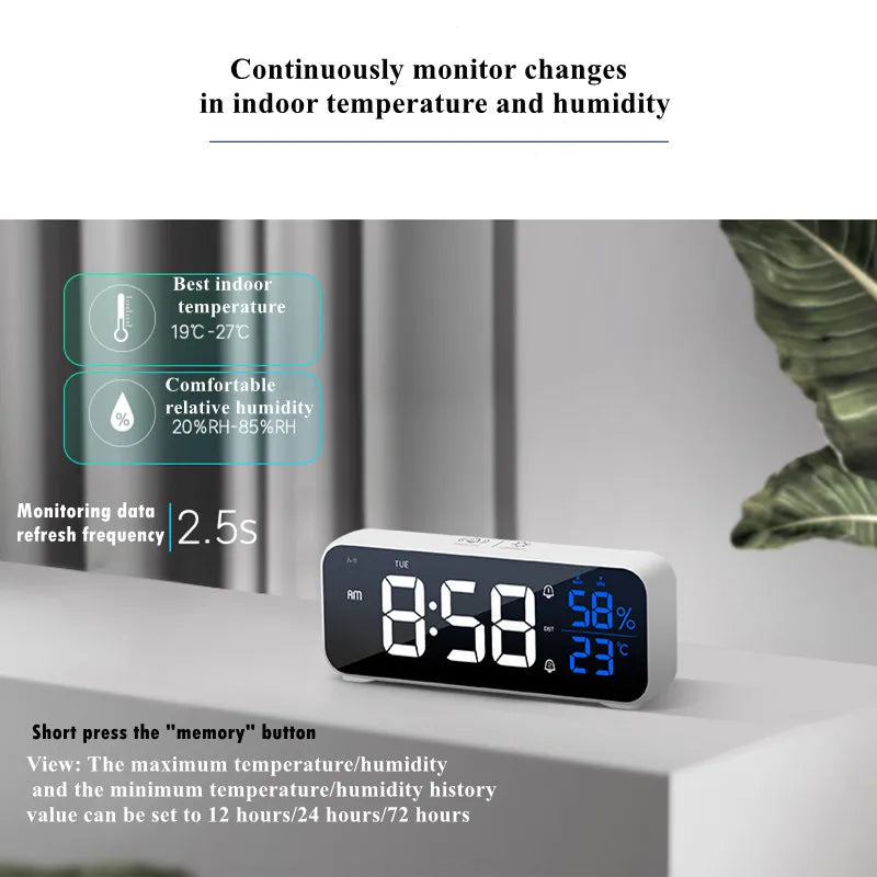 Music Alarm Clock Temperature Humidity Voice Control/Alaways On