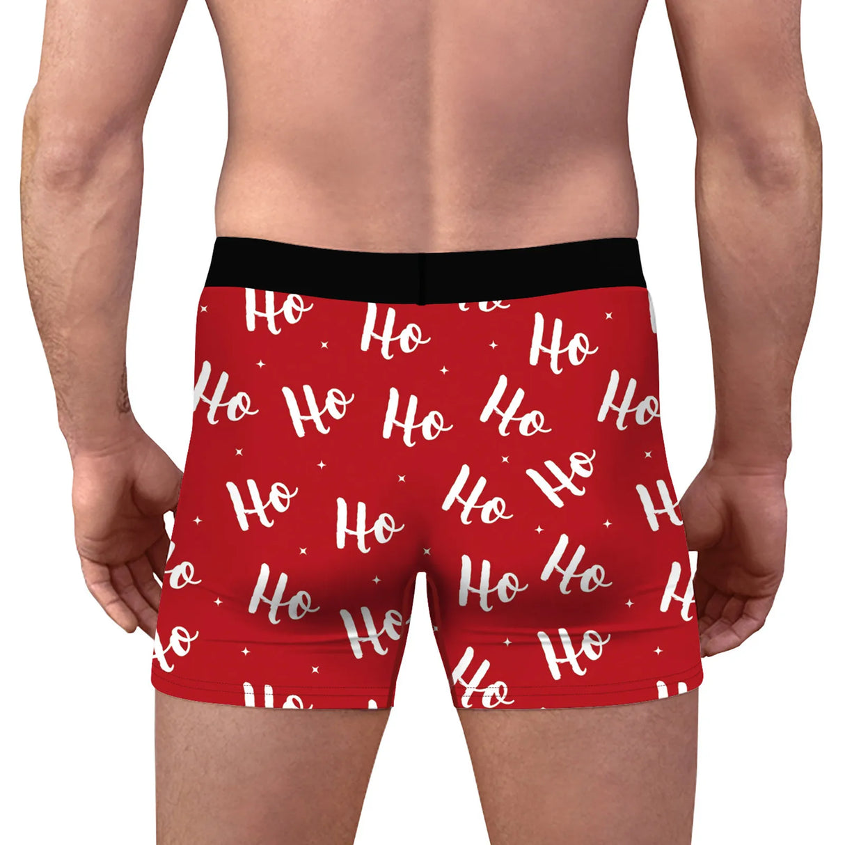 Mens Christmas Printed Shorts Underwear Mid Waist Elastic