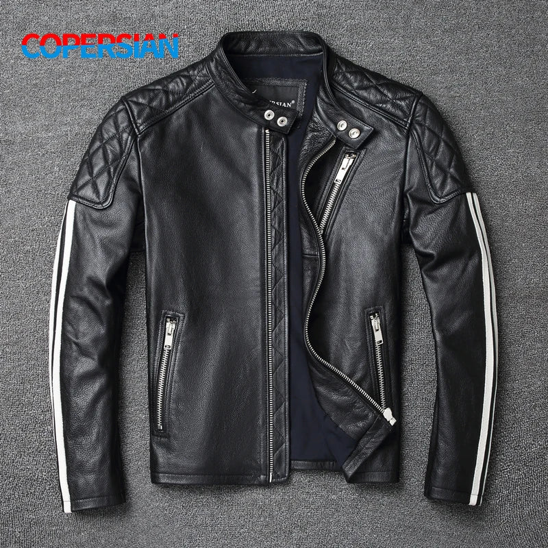 2021 New fashion Men Leather Jacket 100% Genuine