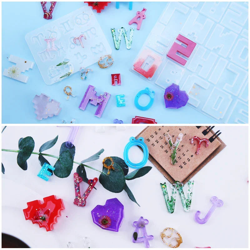 Alphabet Resin Molds Kit Backward Letter Number Silicone
