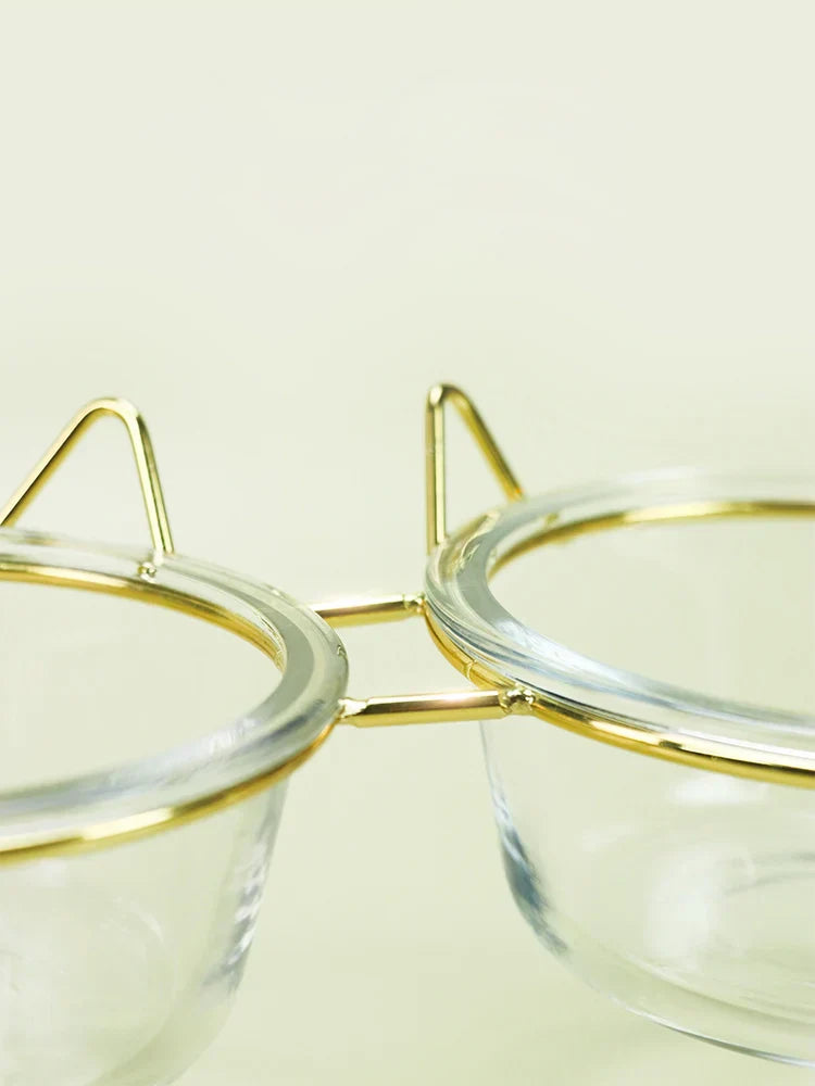 New Non-Slip Glass Double Cat Dog Pet Bowl