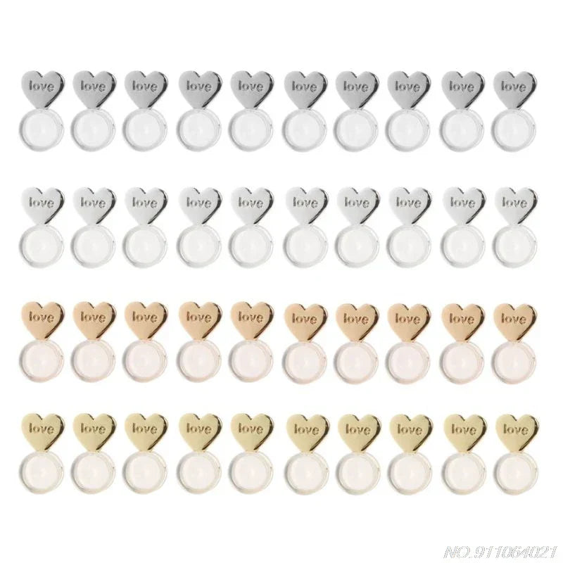 10Pcs Heart Love Magic Earring Lifters Backs Adjustable
