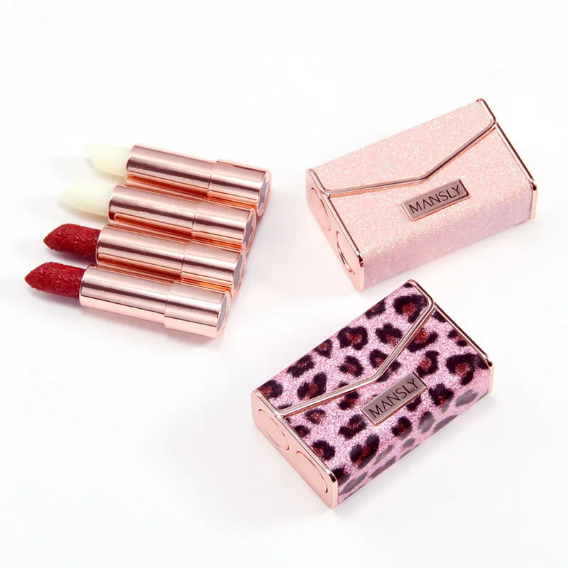 2Pcs Velvet Bag Style Silky Matte Lipstick Makeup