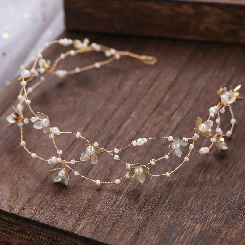 Fashion Handmade Flower Beaded Bride Headdress Hairband Tiara