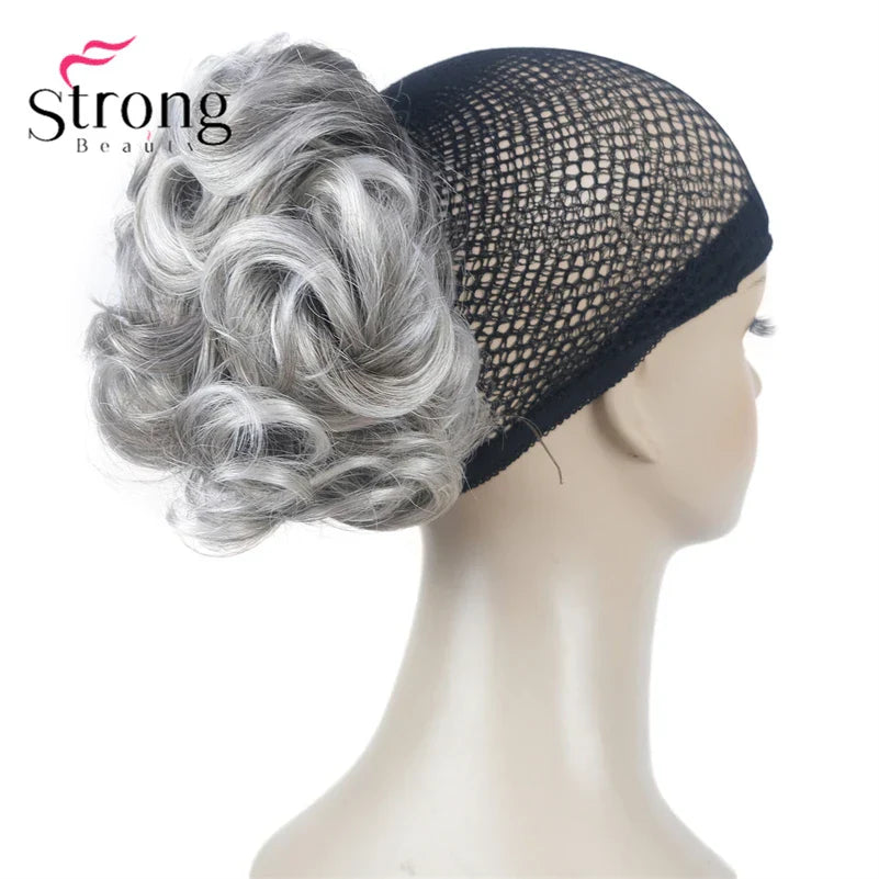 StrongBeauty Silver Short Natural Wave Ponytail Hair Extension