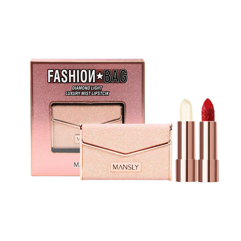 2Pcs Velvet Bag Style Silky Matte Lipstick Makeup