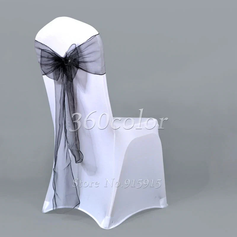 25pcs Sheer Organza Chair Sashes Bow Cover Band