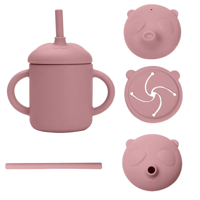 Baby Straw Cup 1Set Cartoon Panda Food Grade
