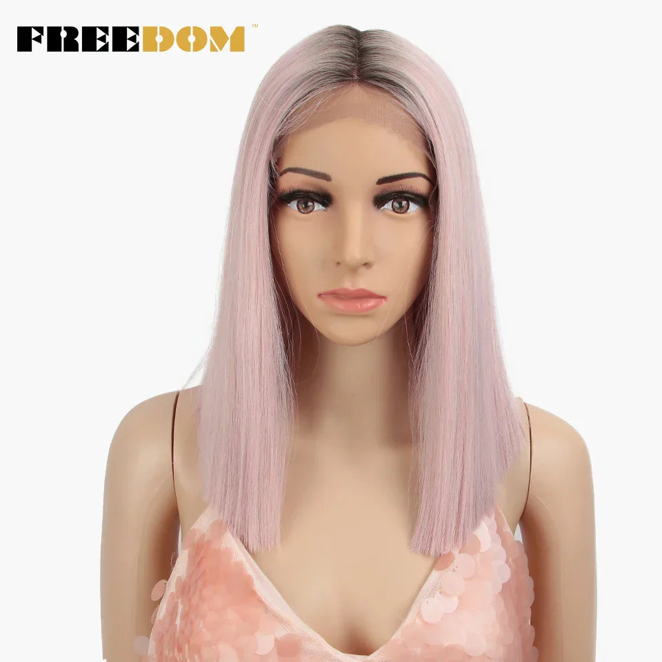 FREEDOM Synthetic Lace Wig Short Bob Straight Middle