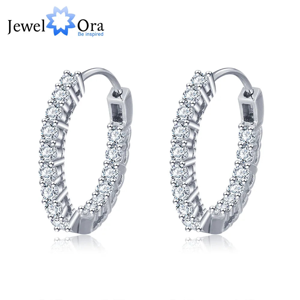 Trendy 925 Sterling Silver Hoop Earrings for Women