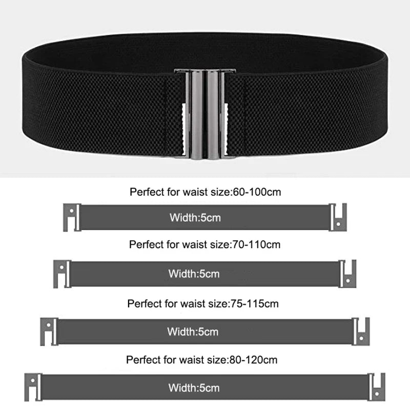 Wide Elastic Waist Belt Black Women Stretch Waistband