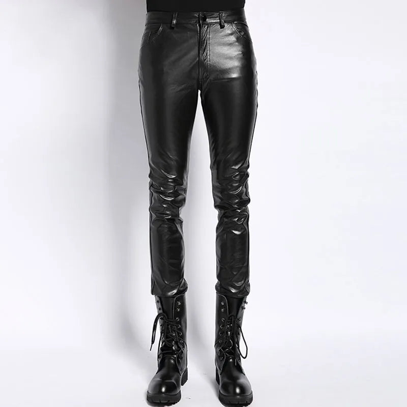 Brand Punk Genuine Leather Pants Men Autumn Winter