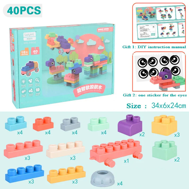 Baby Rubber Big Size Particle Bricks Toys DIY