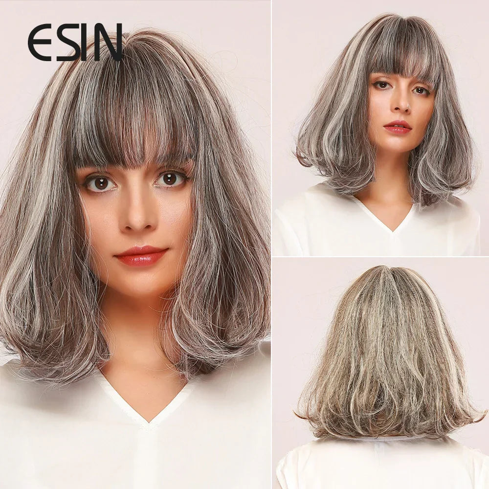 ESIN Synthetic Black Brown Medium Long Loose Body