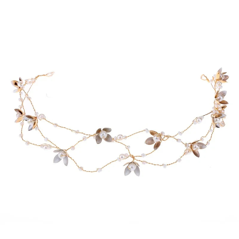 Fashion Handmade Flower Beaded Bride Headdress Hairband Tiara