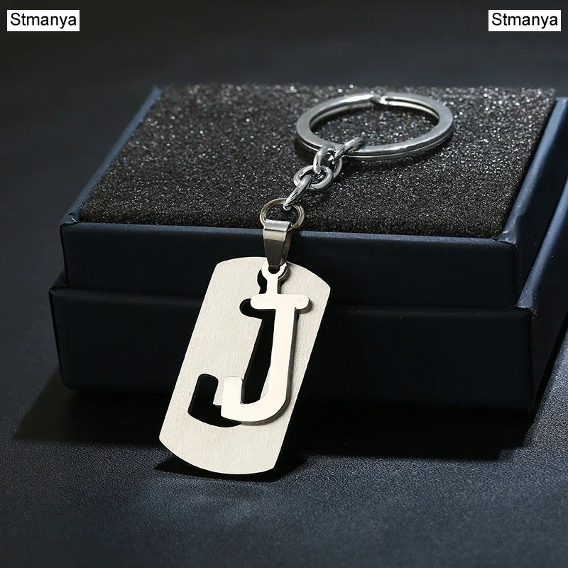 NEW DIY Stainless Steel AZ Letters key Chain
