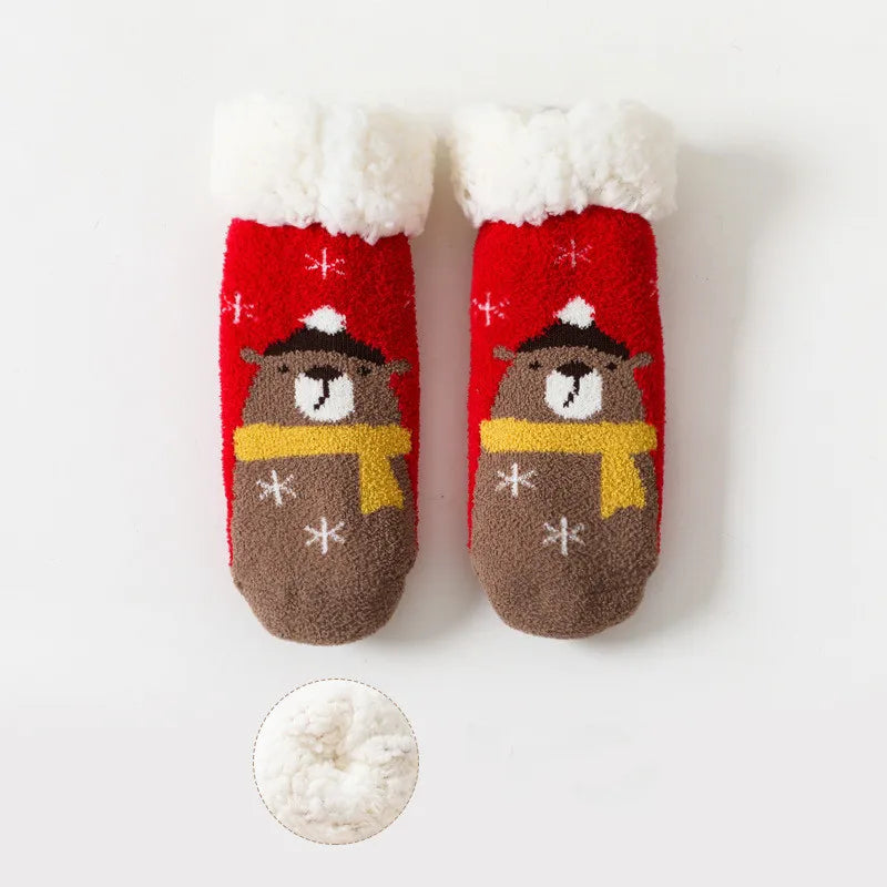 Newborn Baby Winter Cartoon Christmas Socks Thicken Cotton