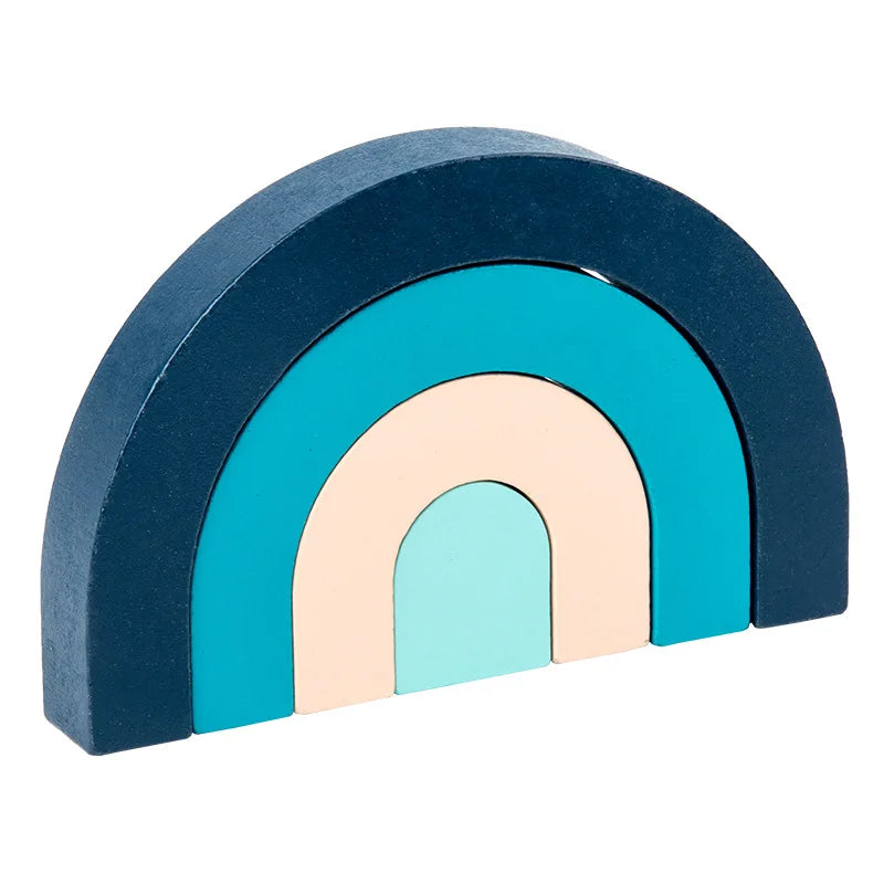 Baby Montessori Rainbow Building Blocks Wooden Toy DIY