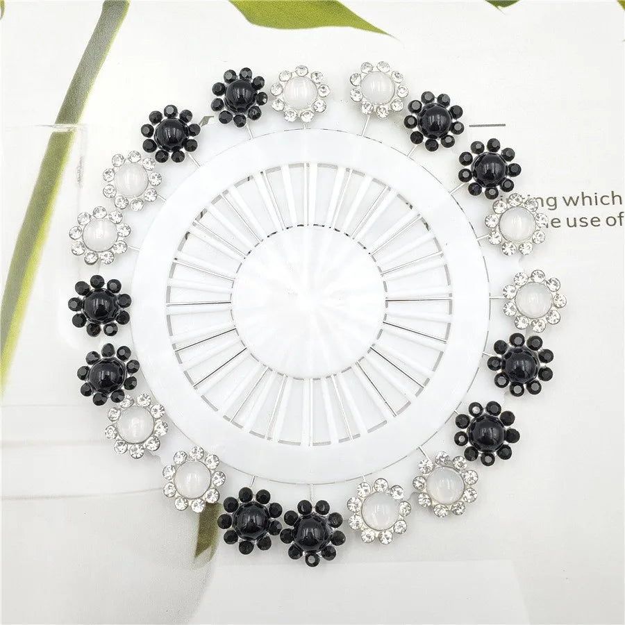 Multicolor Crystal Rhistones Flower Brooch Muslim Islamic Hijab