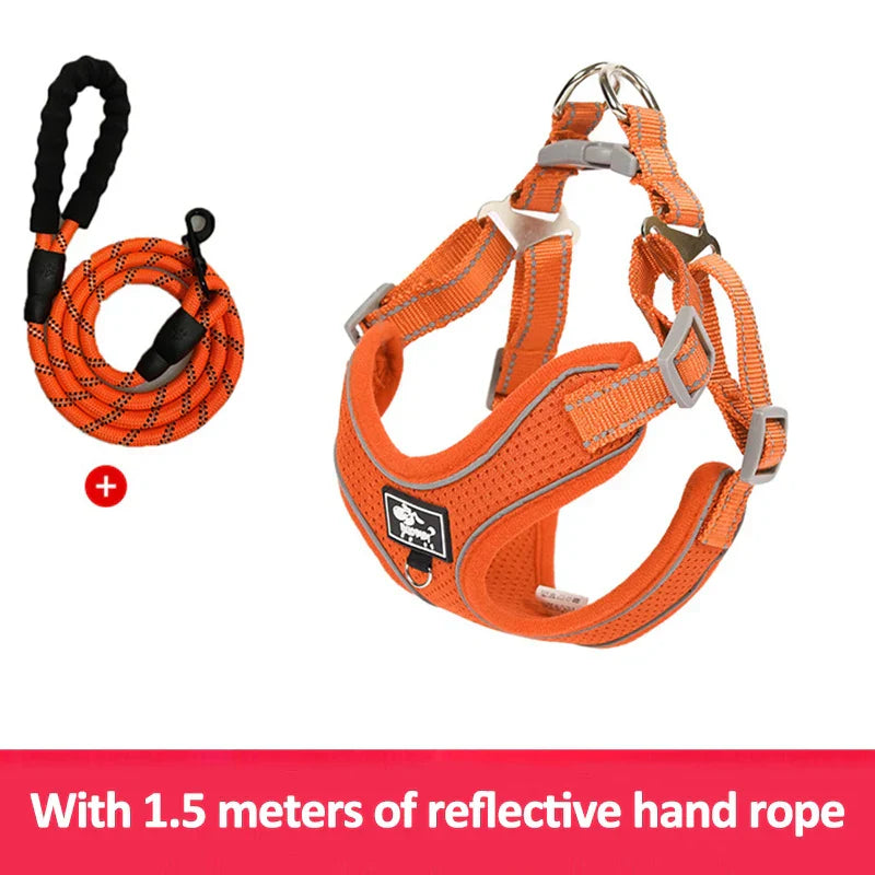 Reflective Vest Harness Leash Adjustable Mesh Vest Dog