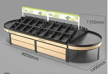 Fresh supermarket vegetable shelf commercial stainless steel bone