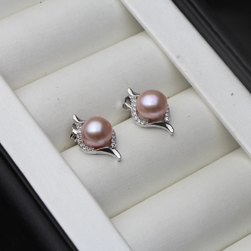 Genuine Freshwater Natural Pearl Stud Earrings Women,Beautiful Small