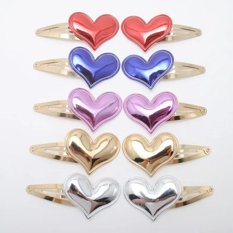 10pcs/lot Small Size Girls Hairclips Glitter Heart Birthday