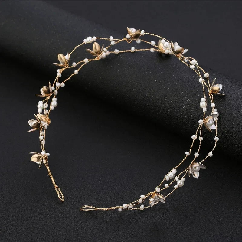 Fashion Handmade Flower Beaded Bride Headdress Hairband Tiara