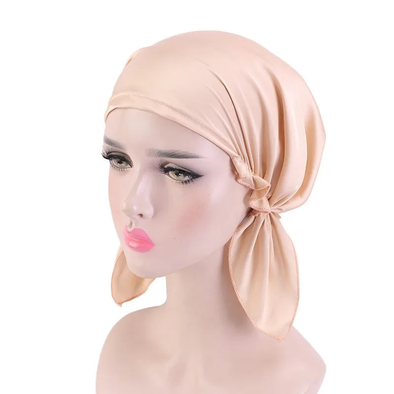 Muslim Women satin Turban Nightcap Hat Headscarves Cancer