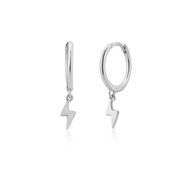 CCFJOYAS 925 Sterling Silver Lightning/Awl/Animal Pendant Hoop Earrings