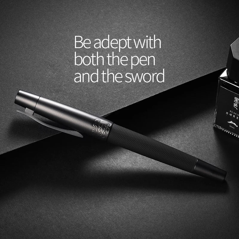 LT Hongdian 6013 Black Metal Fountain Pen Titanium
