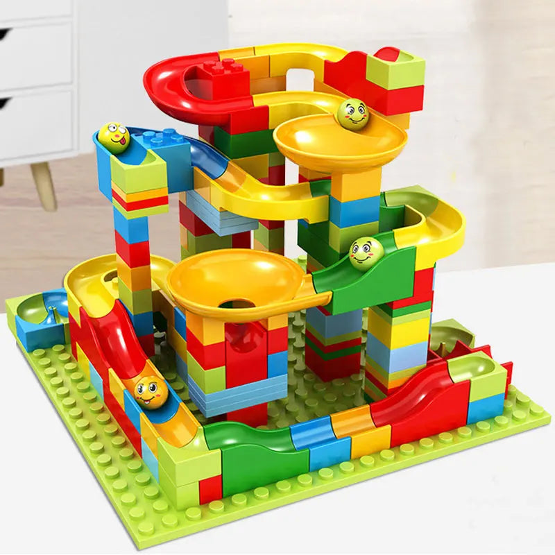 Mini Marble Run Building Blocks Kids Toy Plastic
